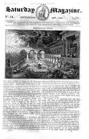The Saturday Magazine No 14, Chapel Oak of ALLONVILLE, Belshazzar's Feast, 1832