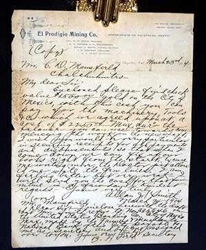 El Prodigio Mining Co., March 23, 1904 Autographed Document Signed with Carbon Copy [Spanish Tran...