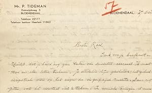 Gesigneerde, handgeschreven brief aan 'Rees' ofwel dr. A.J. Resink.