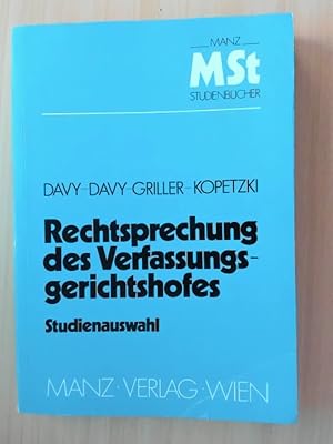 Immagine del venditore per Rechtsprechung des Verfassungsgerichtshofes Studienauswahl venduto da avelibro OHG