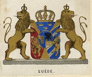 Antique Print-HERALDRY-COAT OF ARMS-SWEDEN-Anonymous-Ca. 1865