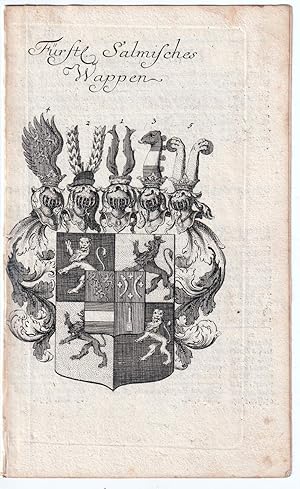 Fürstl. Salmisches Wappen. Original-Kupferstich, verso zugehörige Stammtafel.