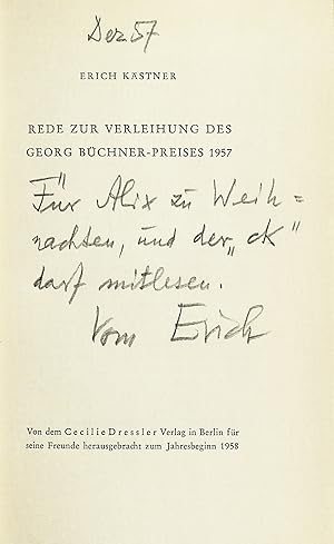 Seller image for Rede zur Verleihung des Georg Bchner-Preises 1957. for sale by Eberhard Kstler Autographen&Bcher oHG