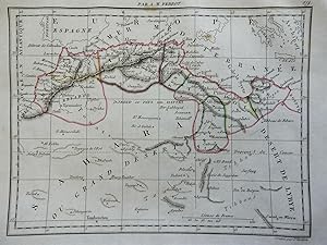 North Africa Morocco Algeria Tunisia Tripoli 1840 A.M. Perrot engraved map