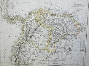 Colombia New Granada Ecuador Venezuela c.1850 Meyer detailed map