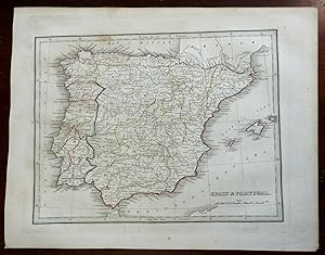 Spain & Portugal Madrid Lisbon Barcelona Seville Porto 1835 map