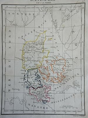 Kingdom of Denmark Fyn Sjaelland Copenhagen 1840 A.M. Perrot engraved map