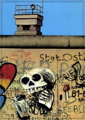 Ansichtskarte / Postkarte Berlin Mitte, Kochstraße, Mauer mit Graffity, Wachturm