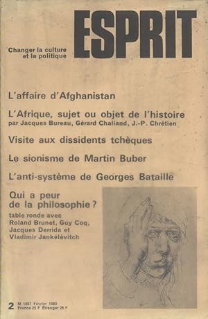 Revue Esprit. 1980, numéro 2. Afghanistan, Afrique, Tchécoslovaquie, Martin Buber, Georges Batail...