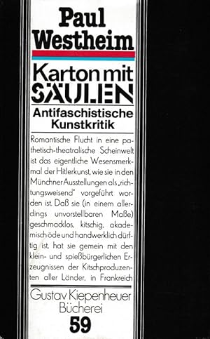 Bild des Verkufers fr Karton mit Sulen Antifaschistische Kunstkritik Gustav-Kiepenheuer-Bcherei 59 zum Verkauf von Flgel & Sohn GmbH