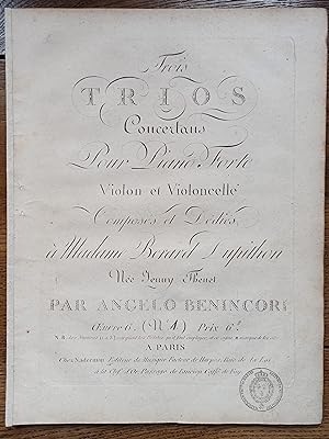 Image du vendeur pour Trois trios concertans pour piano forte, violon et violoncelle. Oeuvre 6, n1. mis en vente par Flix ALBA MALZIEU