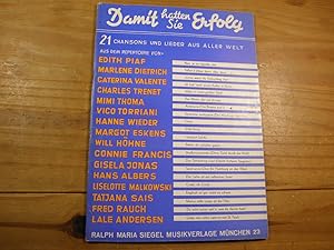 DAMIT HATTEN SIE ERFOLG.- 21 Chansons uind Lieder aus aller Welt.