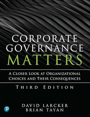 Immagine del venditore per Corporate Governance Matters : A Closer Look at Organizational Choices and Their Consequences venduto da GreatBookPrices
