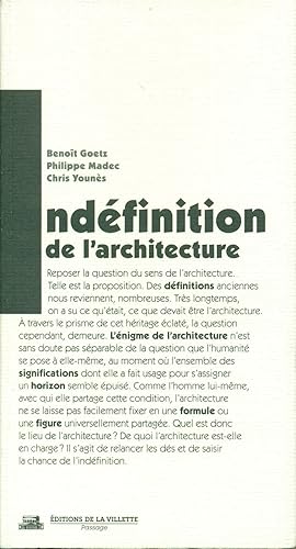 Seller image for Indefinition de l'Architecture for sale by Studio Bibliografico Marini