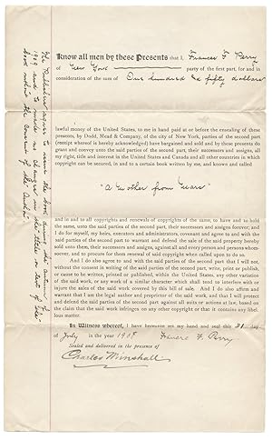 Seller image for [1908 Publishing Contract for Frances F. Perry's "A Mother from Mars," published by Dodd, Mead & Company in 1909 as "Their Hearts' Desire."] for sale by Ian Brabner, Rare Americana (ABAA)