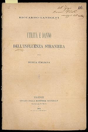 Seller image for Utilit e danno dell'influenza straniera sulla musica italiana for sale by Sergio Trippini