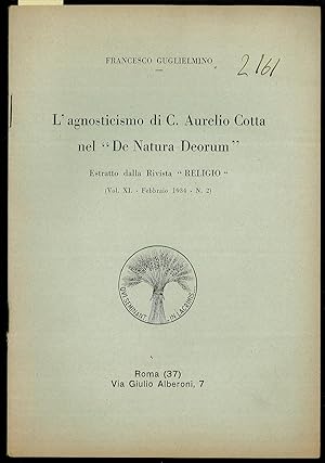 Immagine del venditore per L'agnosticismo di C. Aurelio Cotta nel "De Natura Deorum" venduto da Sergio Trippini