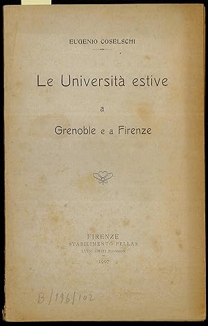 Imagen del vendedor de Le universit estive a Grenoble e a Firenze a la venta por Sergio Trippini