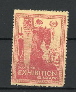 Image du vendeur pour Reklamemarke Glasgow, Scottish Exhibition 1911, Gttin blickt auf die Stadt mis en vente par Bartko-Reher