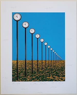Klaus Rinke, Siebdruck Uhrenreihe auf Wiese 2000
