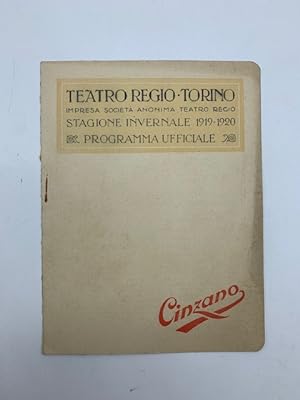 Programma dello spettacolo Dejanice. Teatro Regio Torino.Stagione invernale 1919-1920. Programma ...