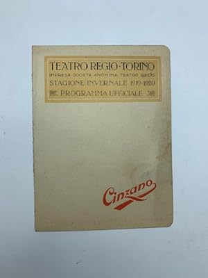 Programma dello spettacolo Lucrezia Borgia. Teatro Regio Torino.Stagione invernale 1919-1920. Pro...