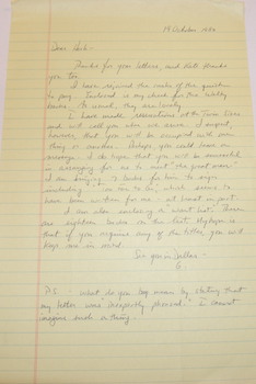 ALS George Parsons to Herb Yellin, October 19, 1980.