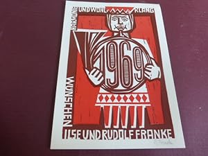 Schönes Konvolut signierter Grußkarten. 6 x 2farbiger Linolschnitt. Neujahrsgrafik 1969 Harmonie ...