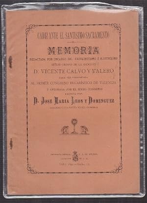 Imagen del vendedor de CADIZ ANTE EL STMO.SACRAMENTO MEMORIA DE VICENTE CALVO Y VALERO. a la venta por Librera Raimundo