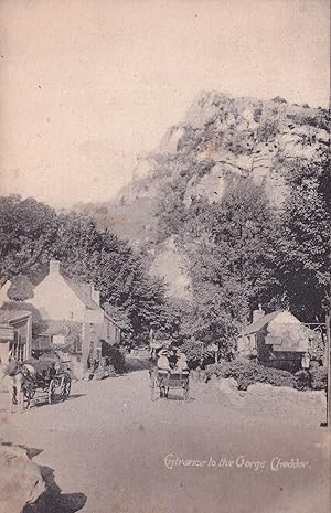 Entrance To The Gorge Cheddar Posh Ladies Transport Old Postcard