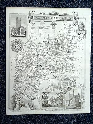 GLOUCESTERSHIRE. c1850, 11 x 8.5 Inch County Map.