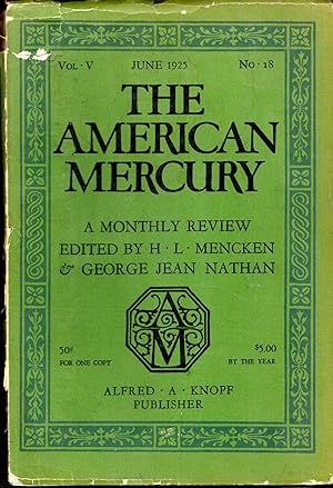 Imagen del vendedor de The American Mercury Volume V,, No. 18: June, 1925 a la venta por Dorley House Books, Inc.