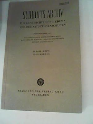 Seller image for Sudhoffs Archiv fr Geschichte der Medizin und der Naturwissenschaften. - 38. Band, Heft 3, September 1954 for sale by ANTIQUARIAT FRDEBUCH Inh.Michael Simon