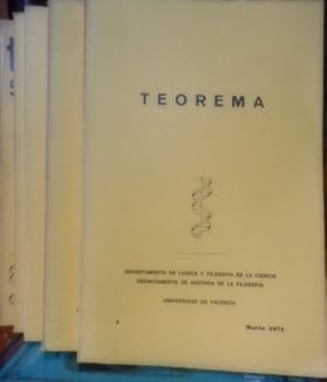 Seller image for TEOREMA Departamento de Lgica y Filosofa de la Ciencia Nmeros 1 - 2 -3 - 4 - 5 for sale by Libros Dickens