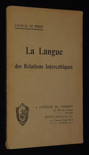 Seller image for La Langue des relations interceltiques for sale by Abraxas-libris