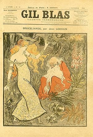 "BROCELIANDE" par Jean LORRAIN Couverture originale entoilée de la revue GIL BLAS du 3/9/1897 ill...