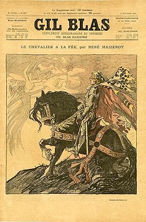 "LE CHEVALIER A LA FÉE" par René MAIZEROY Couverture originale entoilée de la revue GIL BLAS du 9...