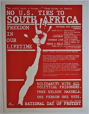 (Political protest- Original Poster) No U.S. Ties To South Africa - Freedom in Our Lifetime - Sol...
