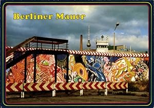 Ansichtskarte / Postkarte Berlin Mitte, Berliner Mauer, Fernsehturm, Graffiti