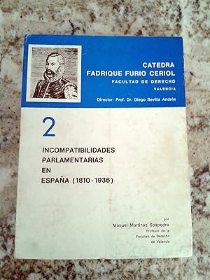 Seller image for INCOMPATIBILIDADES PARLAMENTARIAS EN ESPAA. 1810-1936 for sale by Itziar Arranz Libros & Dribaslibros