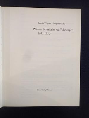 Bild des Verkufers fr Wiener Schnitzler-Auffhrungen 1891-1970. zum Verkauf von Antiquariat Klabund Wien