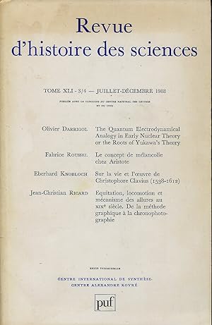 Seller image for Revue d'histoire des sciences, Tome XLI-3/4 - 1988 for sale by Sylvain Par