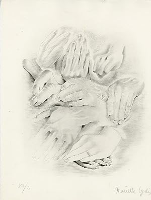 "PARALLÈLEMENT de VERLAINE" Pointe sèche de Mariette LYDIS (Exemplaire d'artiste 1949)