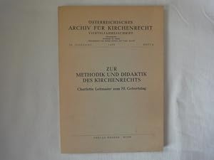 Imagen del vendedor de Zur Methodik und Didaktik des Kirchenrechts. Chatlotte Leitmaier Zum 70. Geburtstag. a la venta por Malota