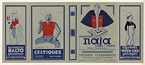 "CIGARETTES BALTO, CELTIQUES, NAJA, WEEK-END " Protége-livre FLAMMARION entoilé années 30