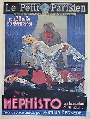 "MÉPHISTO d'Arthur BERNÈDE" Affiche originale entoilée Litho C. VAILLANT 1931