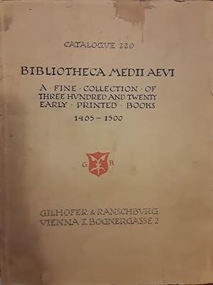 Seller image for Bibliotheca Medii Aevi. 320 Incunabula systematically arranged including Specimens of Rare Presses Woodcut Books Fine Bindings. Catalogue 220 for sale by Structure, Verses, Agency  Books