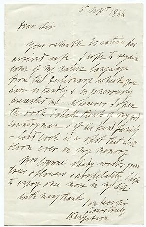 Seller image for 1844 Welsh Sculptor John Gibson Autograph Letter Signed for sale by Dennis Holzman Antiques