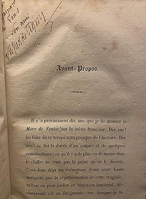 Image du vendeur pour Le more de Venise, Othello : tragdie en 5 actes, reprsente a la Comdie-franaise le 24 octobre 1829 ; Le marchand de Venise, comdie en 3 actes mis en vente par PRISCA