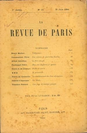 La revue de Paris 1 re ann e n 10 - Collectif